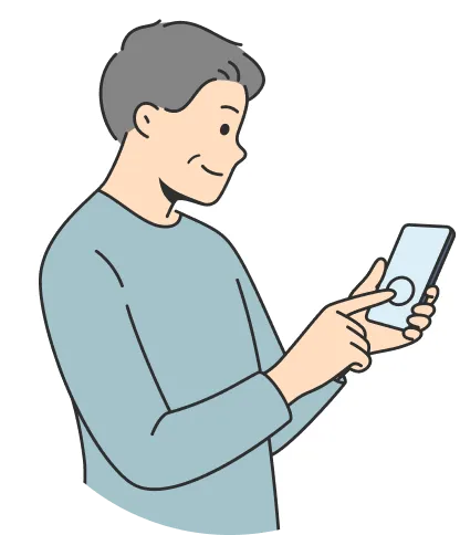 スマホ操作する男性
